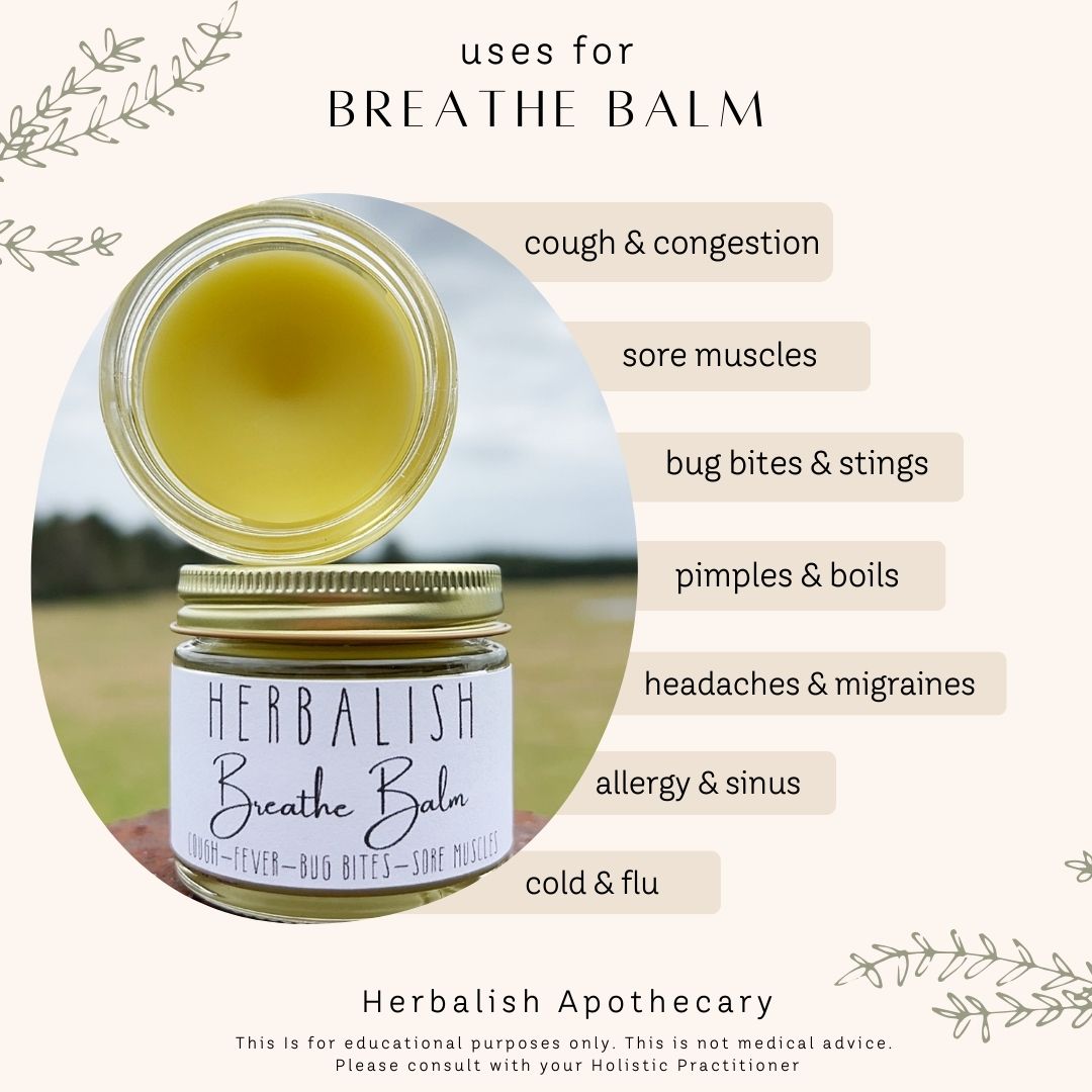 Breathe Balm (Congestion/Cough, Migraines, Cold/Flu, Bug Bites, Sore Muscles)